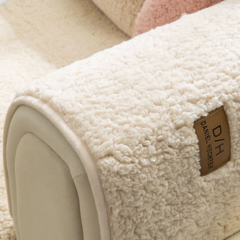 غطاء أريكة فائق النعومة من كشمير الخروف – بتأثير قطيفة ومضاد للانزلاق 